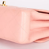 Chanel Double Sided Medium Classic Flap Shoulder Bag Pink Lambskin 24K GP