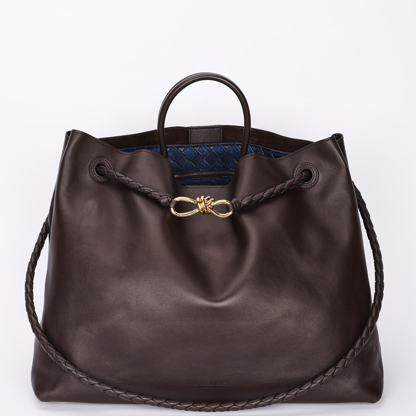 Limited Edition Bottega Veneta Large Silky Andiamo Fondant Lambskin & Denim Intrecciato 2025