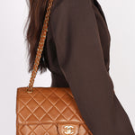 Chanel Jumbo Double Sided Classic Flap Light Brown Lambskin 2001 24K GP