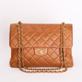 Chanel Jumbo Double Sided Classic Flap Light Brown Lambskin 2001 24K GP