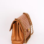 Chanel Jumbo Double Sided Classic Flap Light Brown Lambskin 2001 24K GP