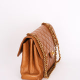 Chanel Jumbo Double Sided Classic Flap Light Brown Lambskin 2001 24K GP
