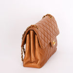 Chanel Jumbo Double Sided Classic Flap Light Brown Lambskin 2001 24K GP