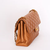 Chanel Jumbo Double Sided Classic Flap Light Brown Lambskin 2001 24K GP