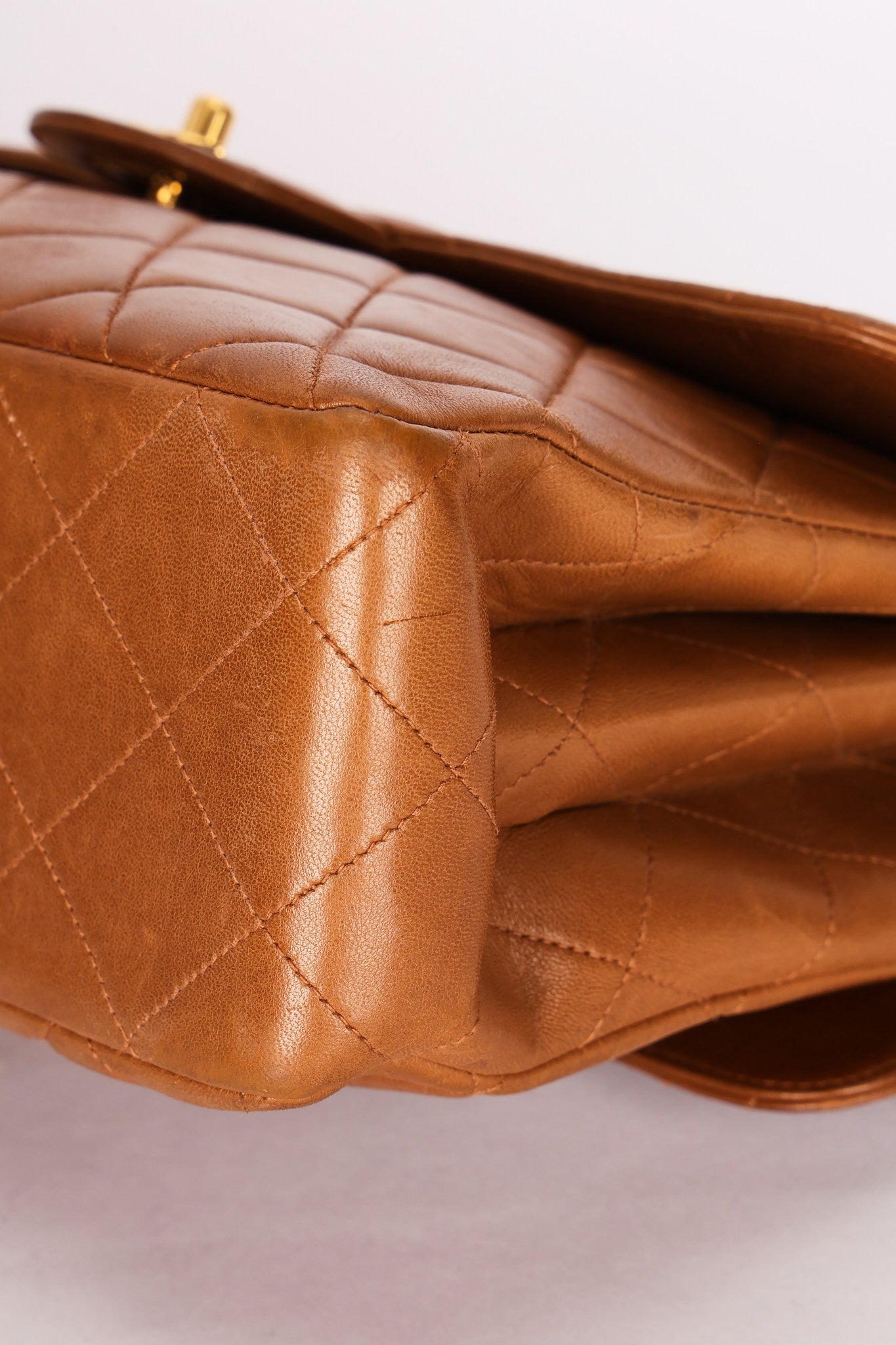 Chanel Jumbo Double Sided Classic Flap Light Brown Lambskin 2001 24K GP