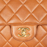 Chanel Jumbo Double Sided Classic Flap Light Brown Lambskin 2001 24K GP