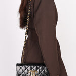 Chanel XL CC Envelope Flap Black Brushed Calfskin 24K GP