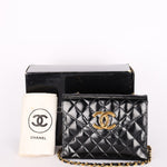 Chanel XL CC Envelope Flap Black Brushed Calfskin 24K GP