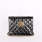 Chanel XL CC Envelope Flap Black Brushed Calfskin 24K GP