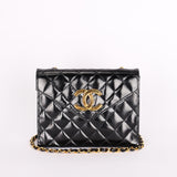 Chanel XL CC Envelope Flap Black Brushed Calfskin 24K GP