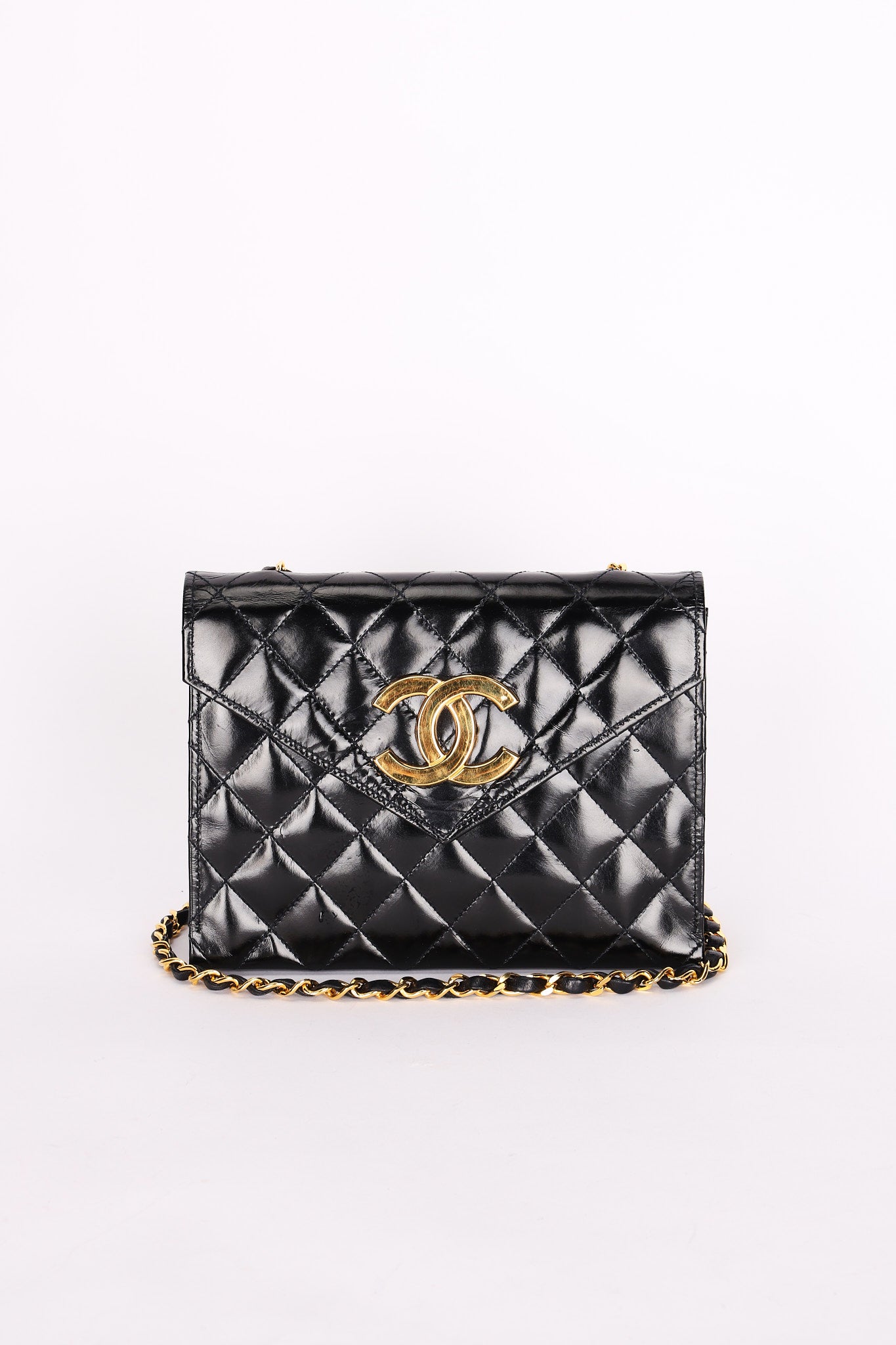 Chanel XL CC Envelope Flap Black Brushed Calfskin 24K GP