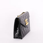 Chanel XL CC Envelope Flap Black Brushed Calfskin 24K GP