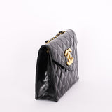 Chanel XL CC Envelope Flap Black Brushed Calfskin 24K GP