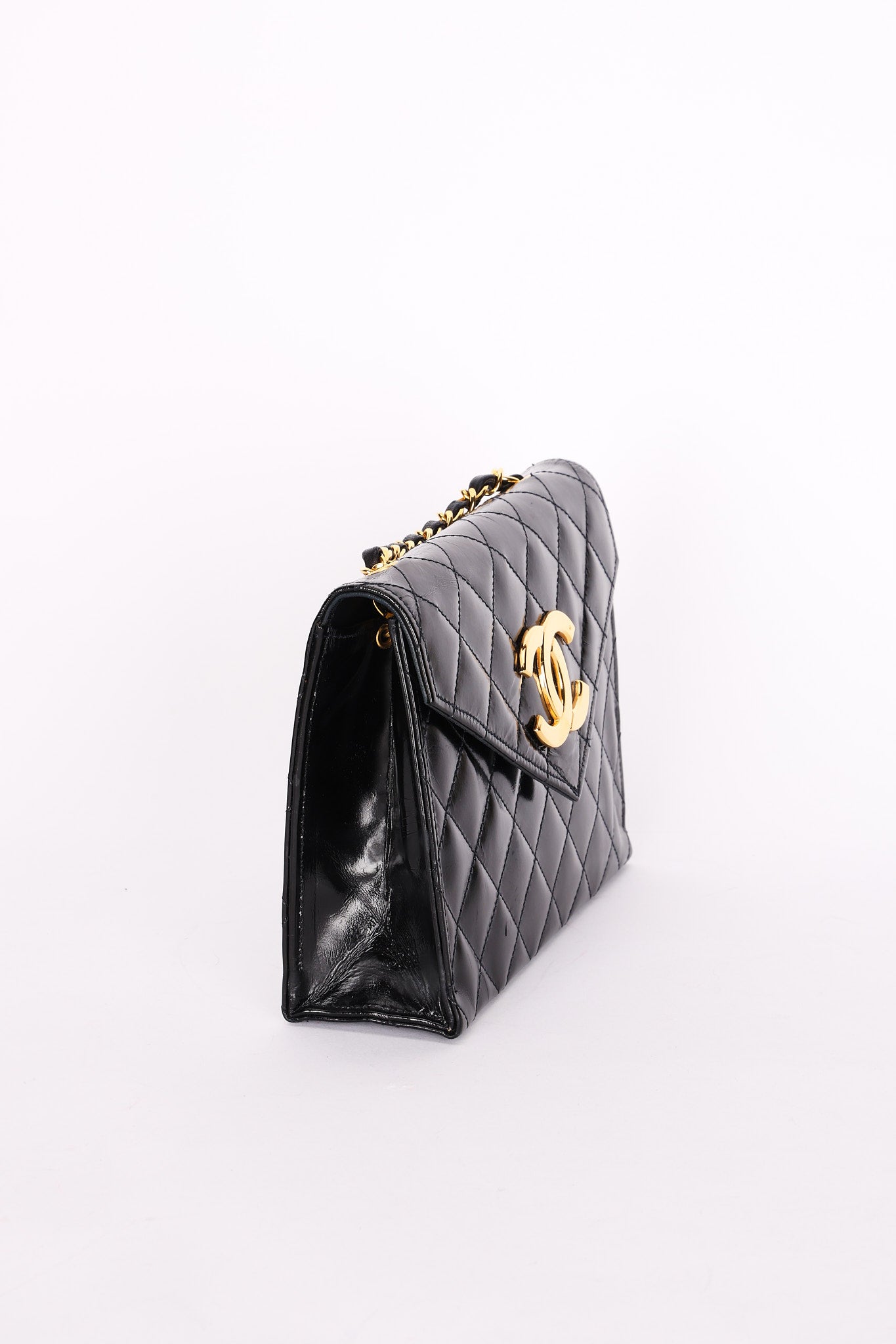 Chanel XL CC Envelope Flap Black Brushed Calfskin 24K GP