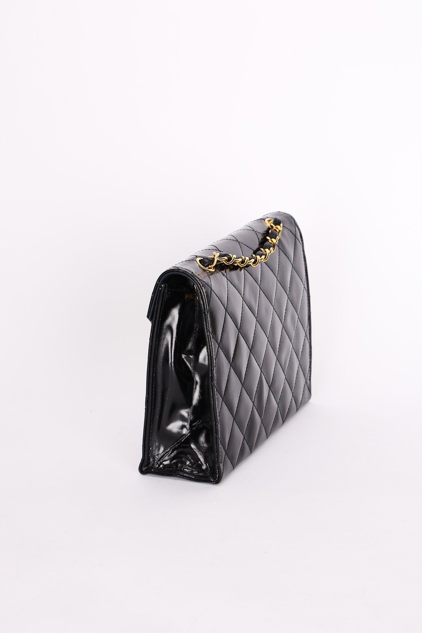 Chanel XL CC Envelope Flap Black Brushed Calfskin 24K GP