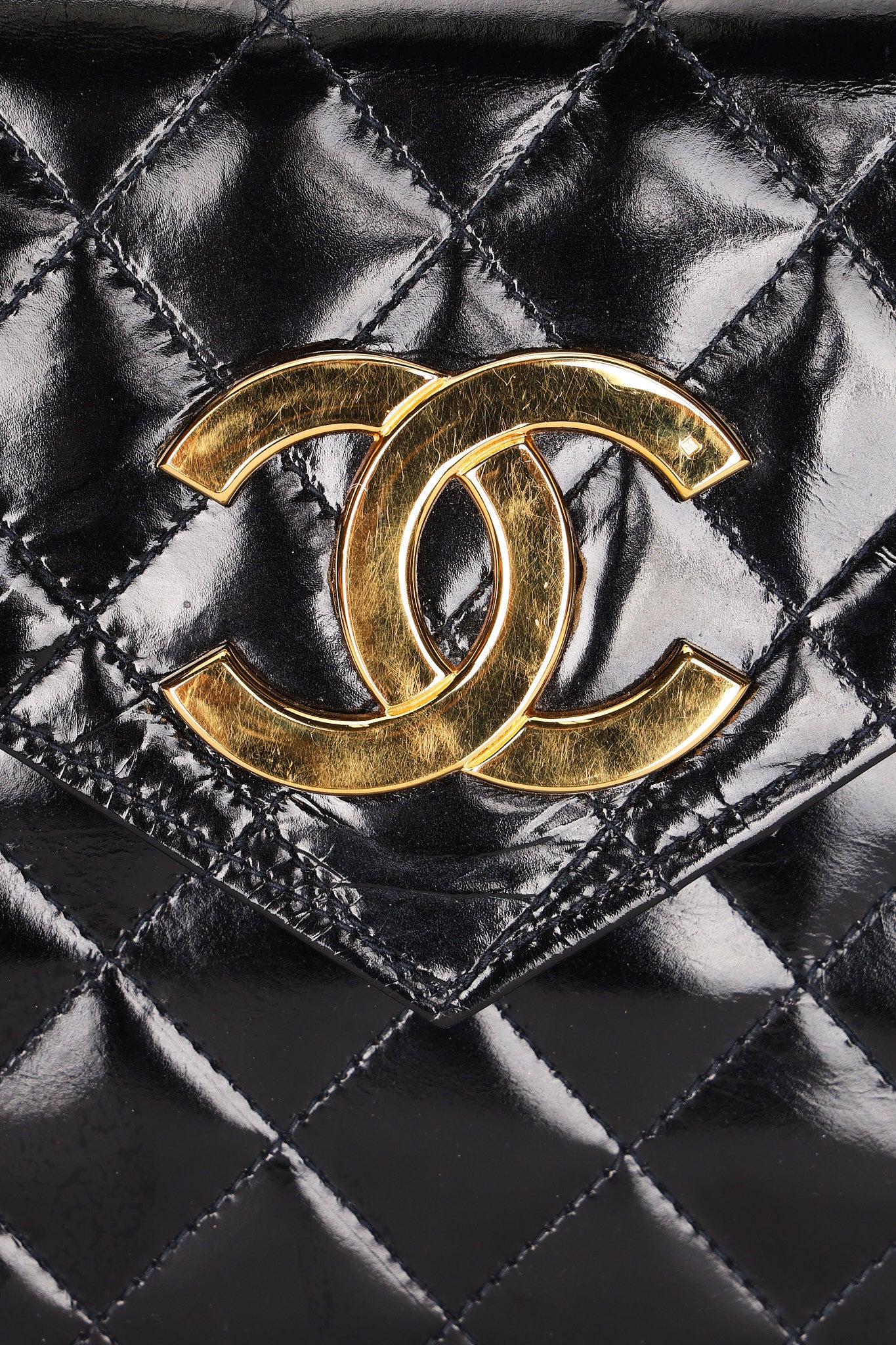 Chanel XL CC Envelope Flap Black Brushed Calfskin 24K GP