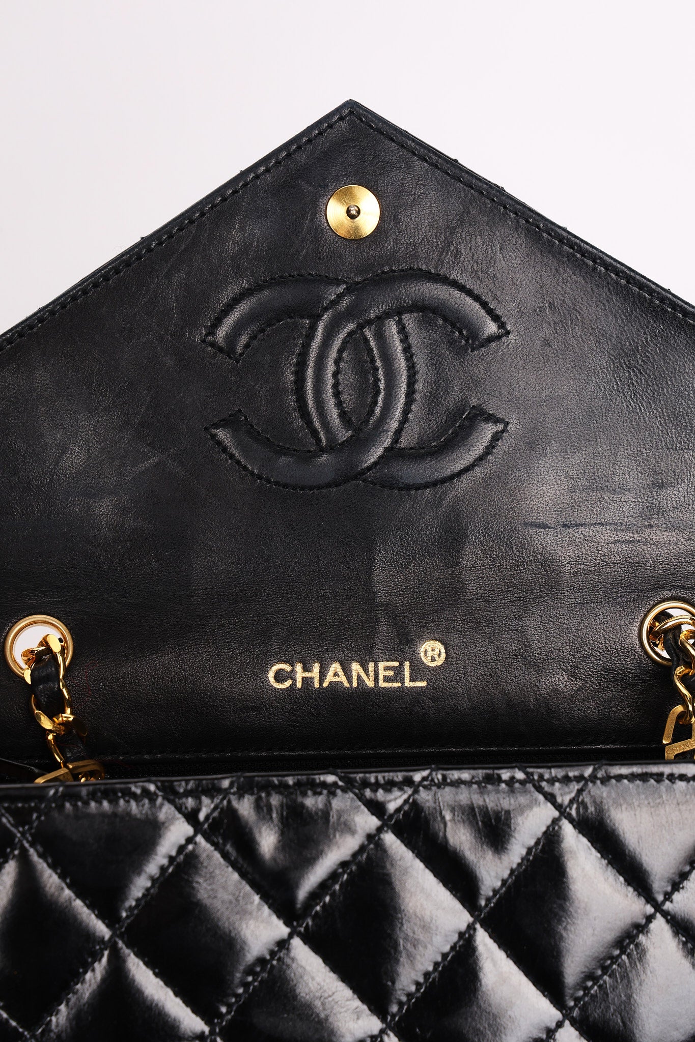 Chanel XL CC Envelope Flap Black Brushed Calfskin 24K GP