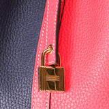 Hermès Casque Picotin 22 Rose Extreme and Bleu Nuit Taurillon Clemence GHW