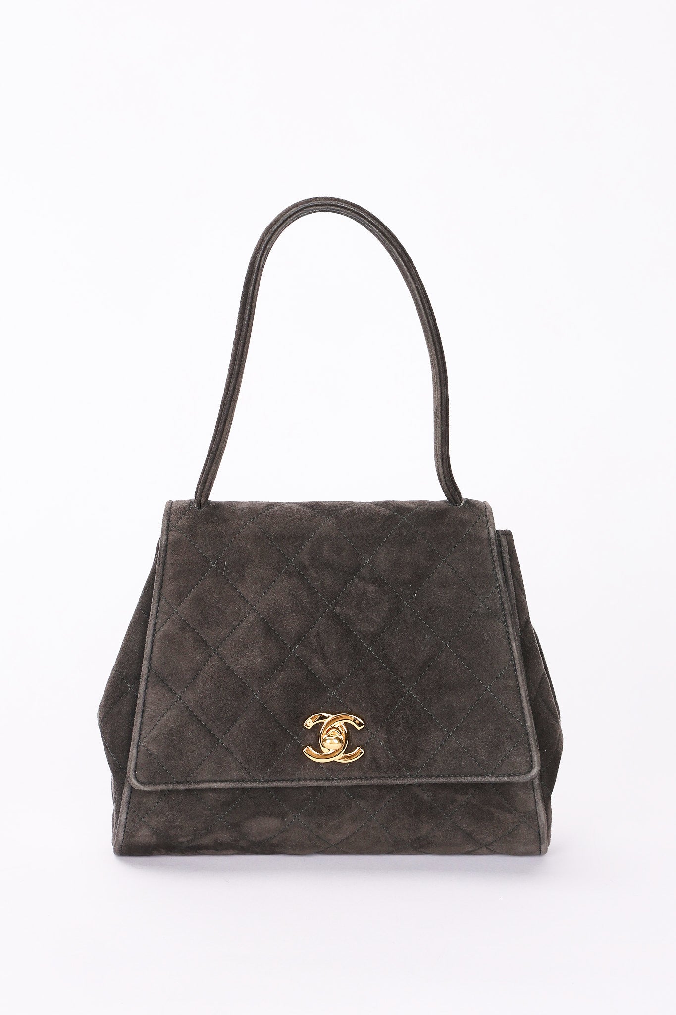 Chanel Kelly Top Handle Grey Suede 24K GP