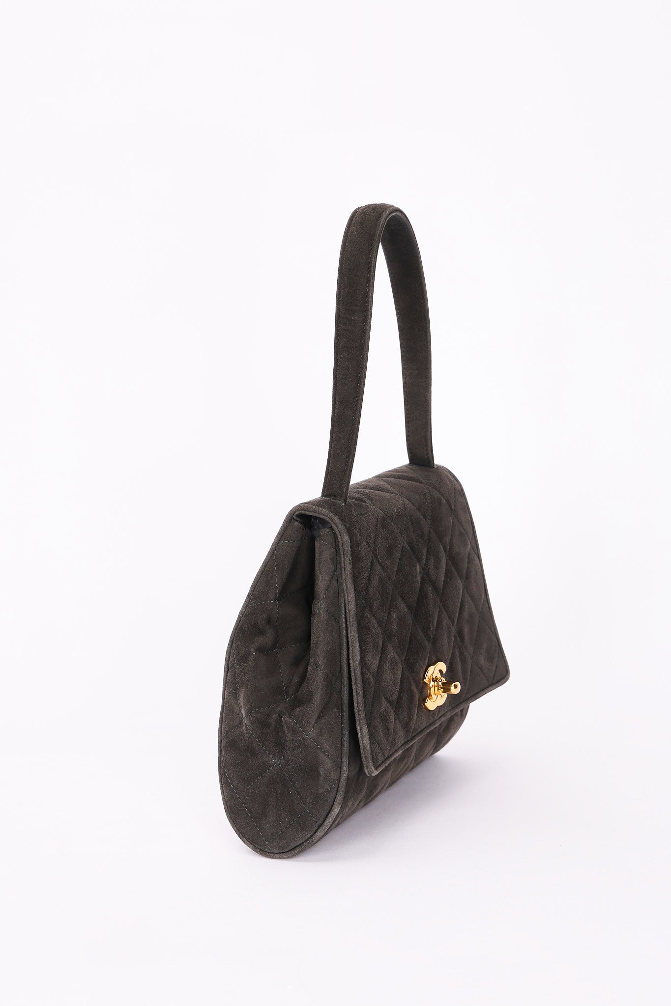 Chanel Kelly Top Handle Grey Suede 24K GP