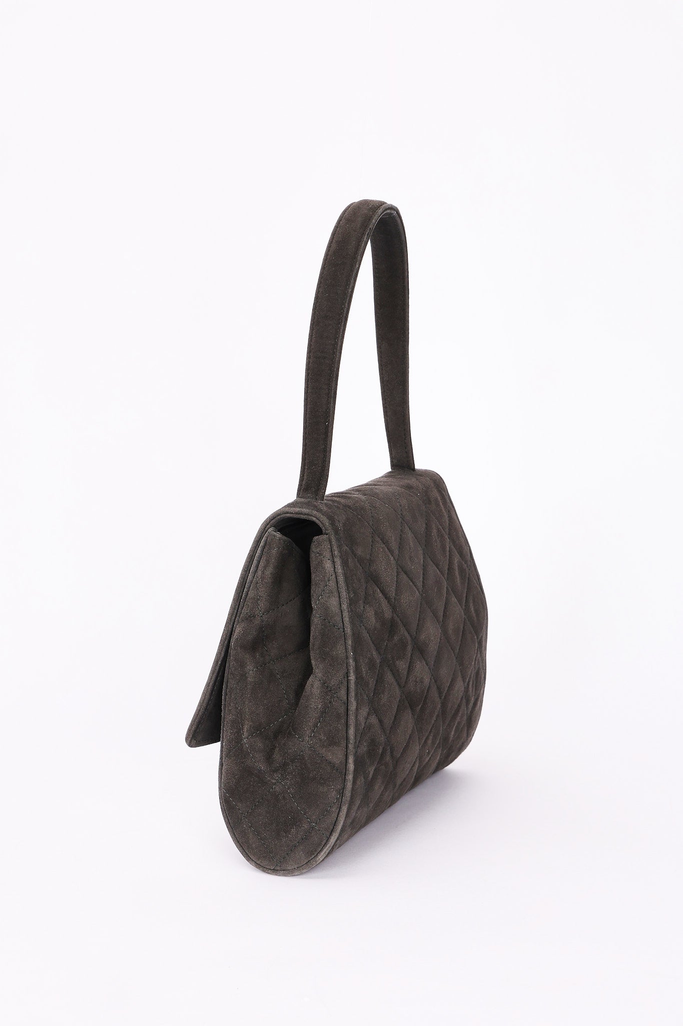 Chanel Kelly Top Handle Grey Suede 24K GP