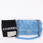 Chanel By the Sea Coco Beach Single Flap Blue Terrycloth SHW