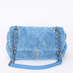 Chanel By the Sea Coco Beach Single Flap Blue Terrycloth SHW
