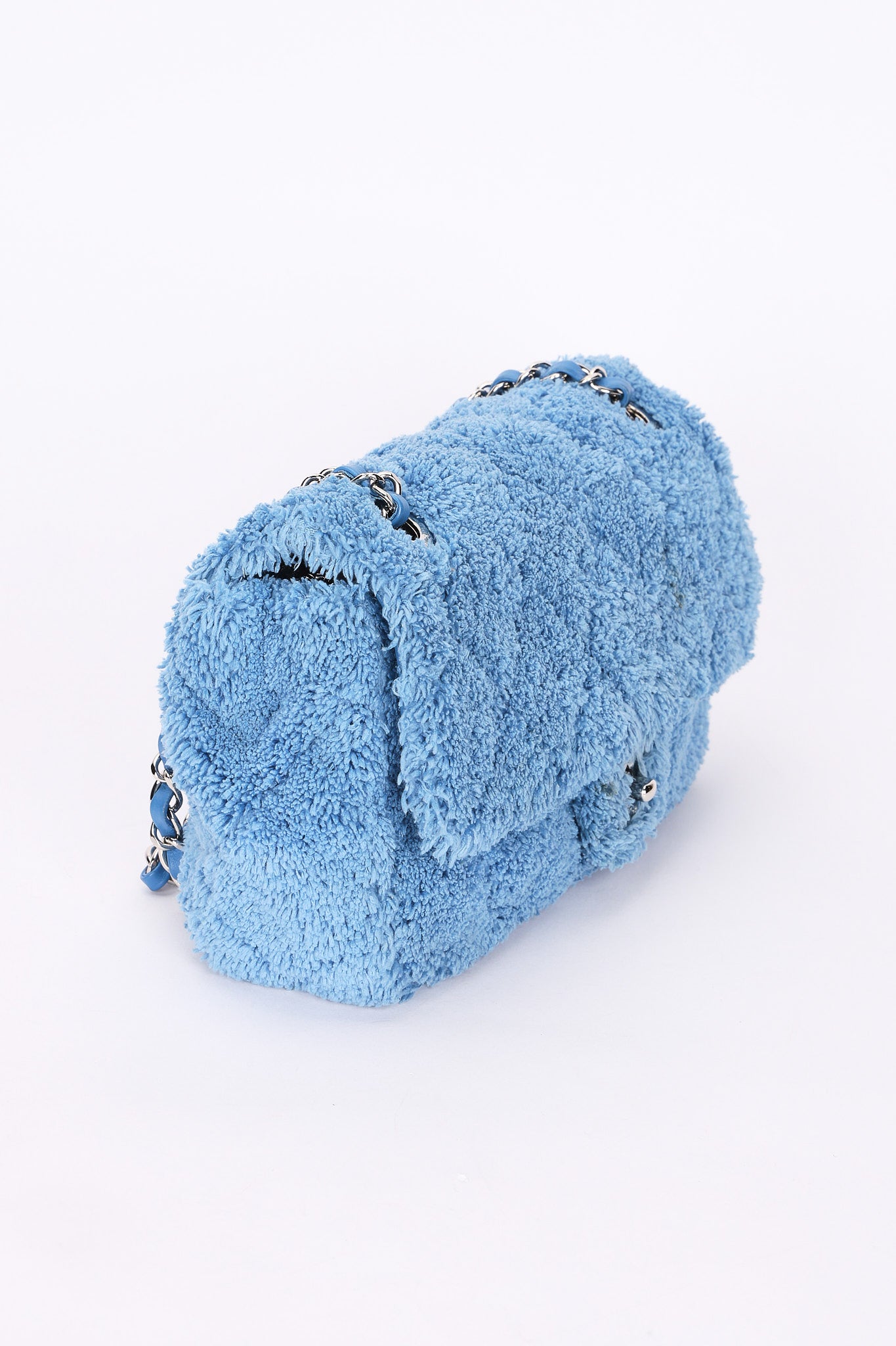 Chanel By the Sea Coco Beach Single Flap Blue Terrycloth SHW