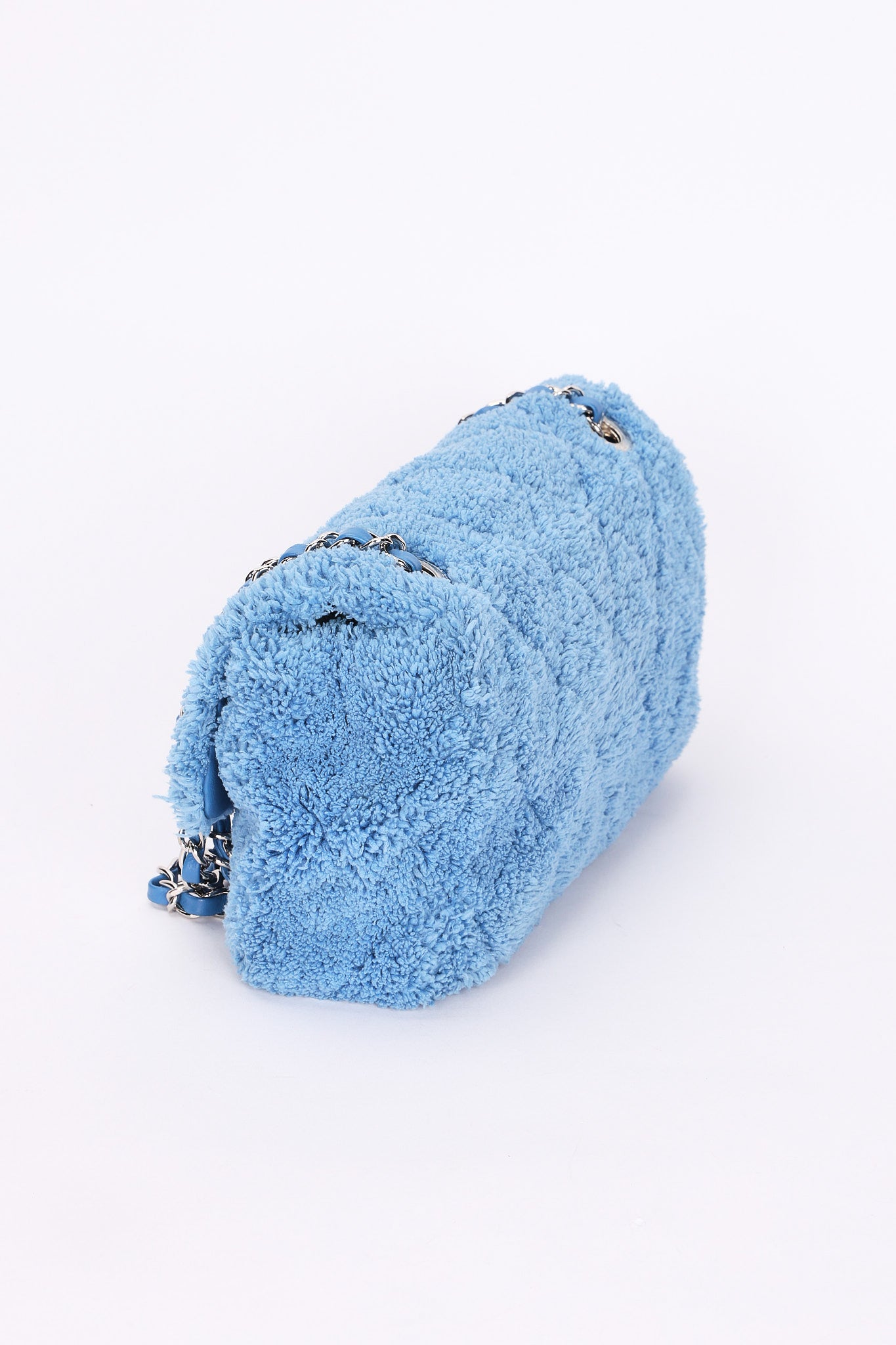 Chanel By the Sea Coco Beach Single Flap Blue Terrycloth SHW