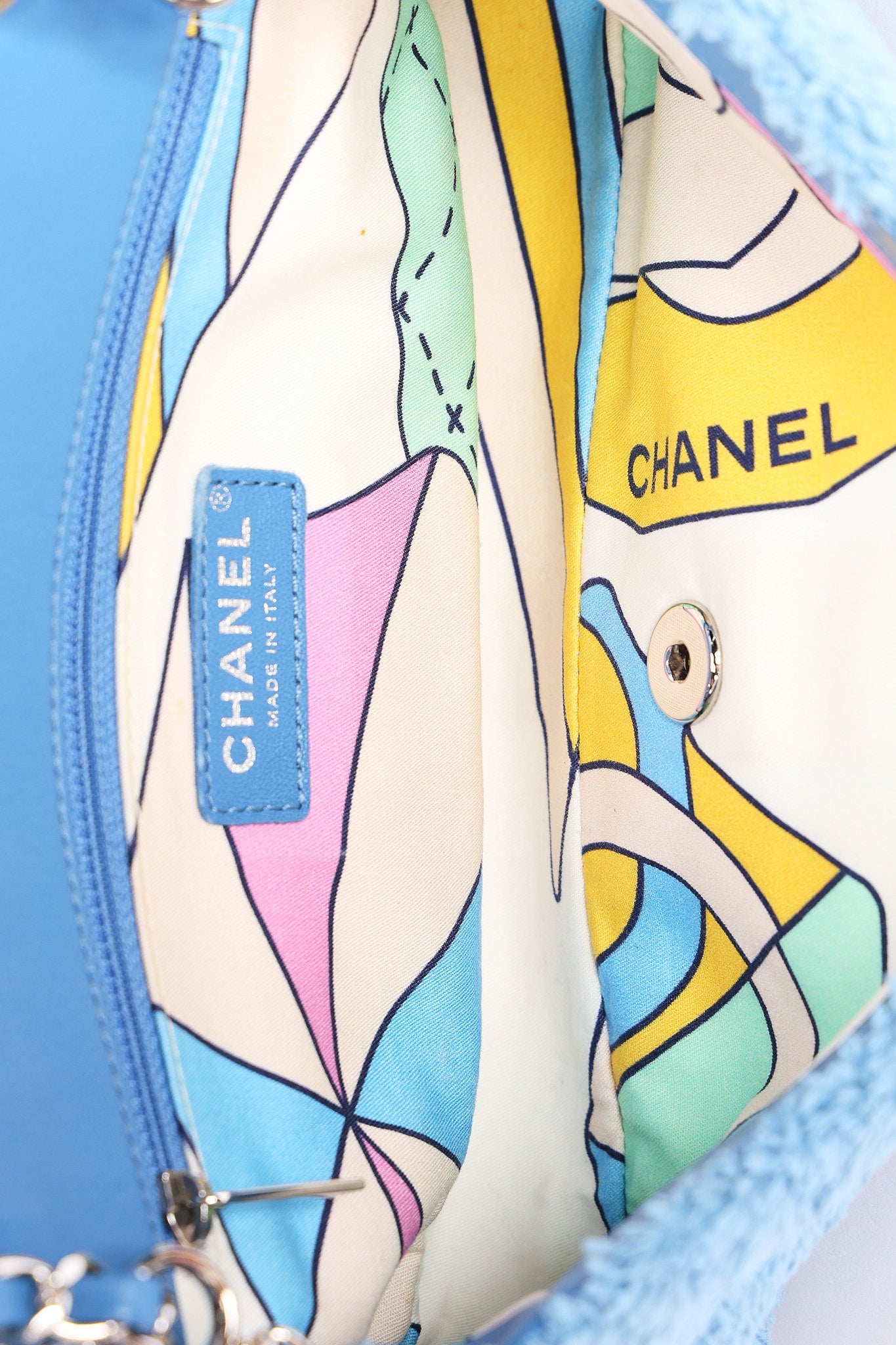 Chanel By the Sea Coco Beach Single Flap Blue Terrycloth SHW