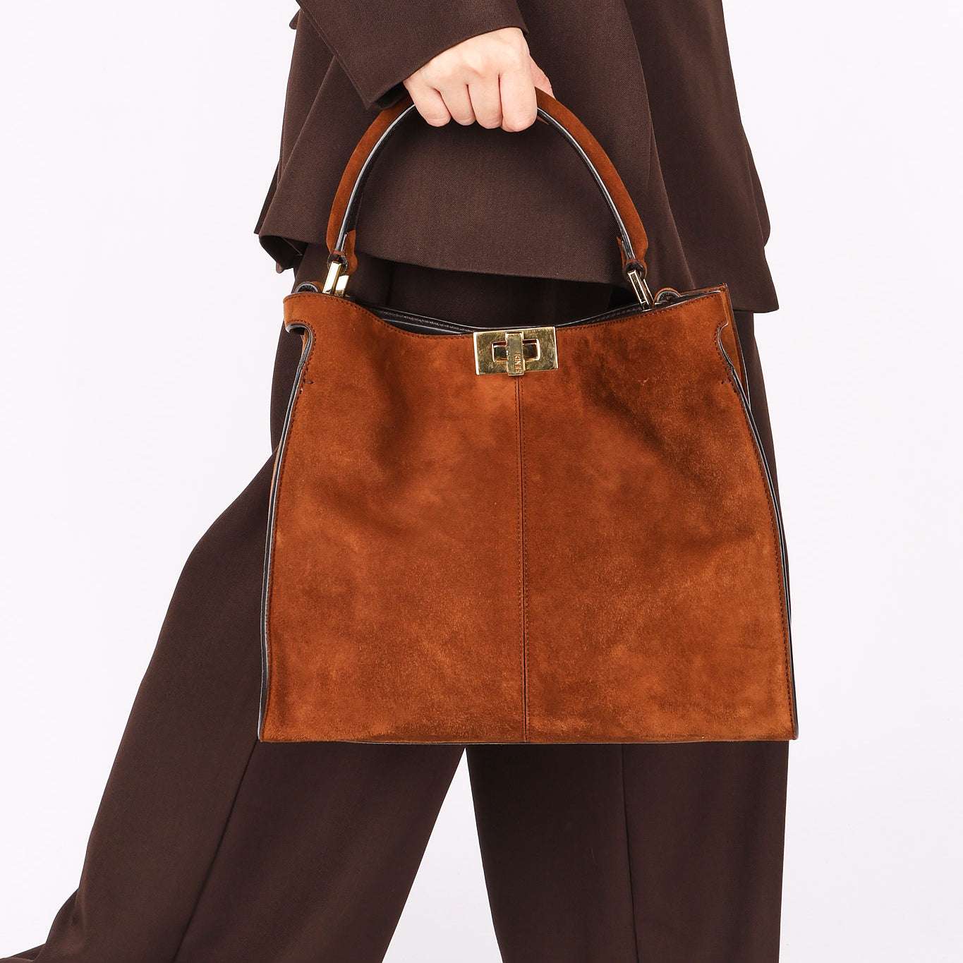 Fendi Medium Peekaboo X-Lite Brown Suede