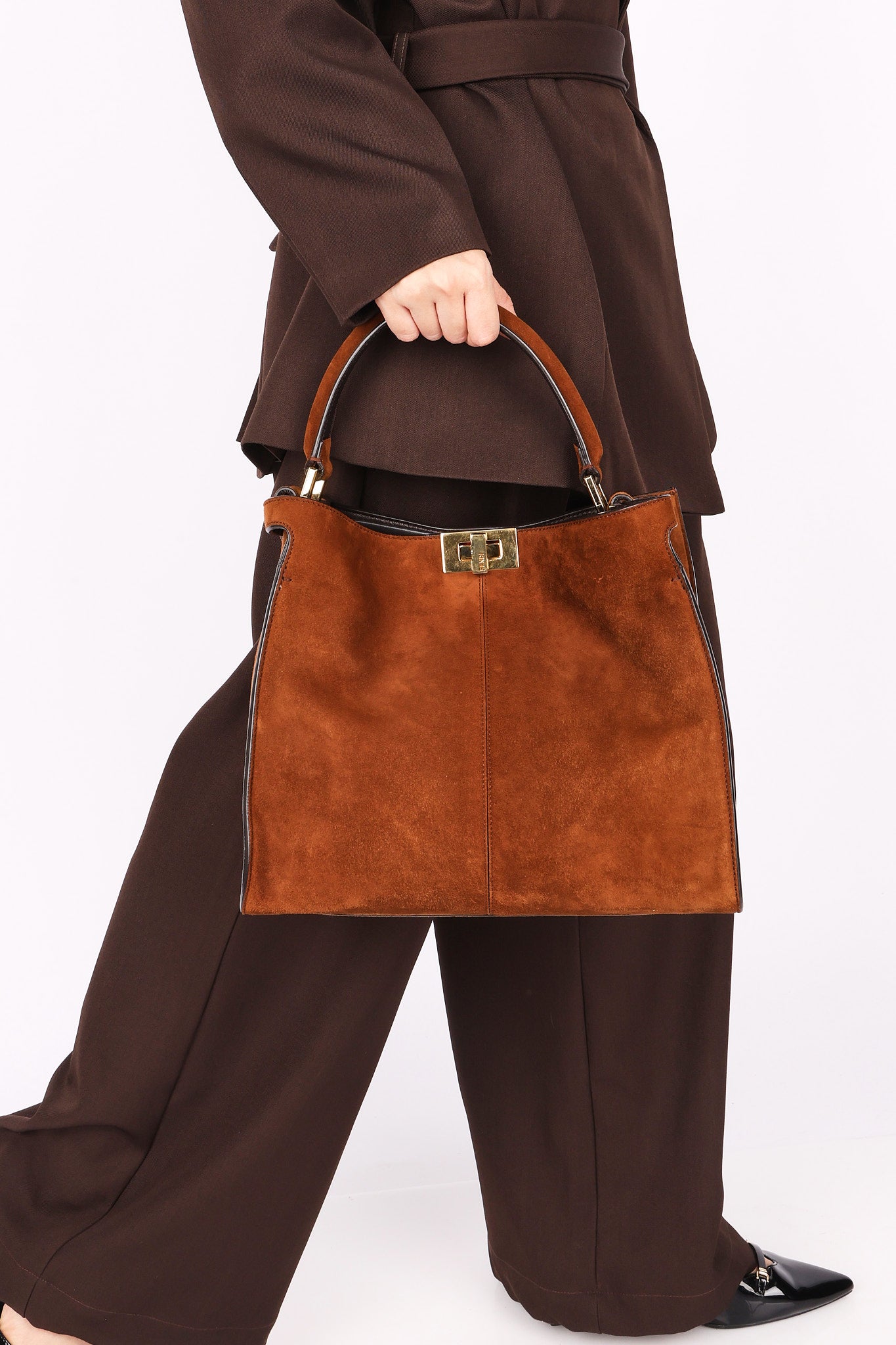 Fendi Medium Peekaboo X-Lite Brown Suede