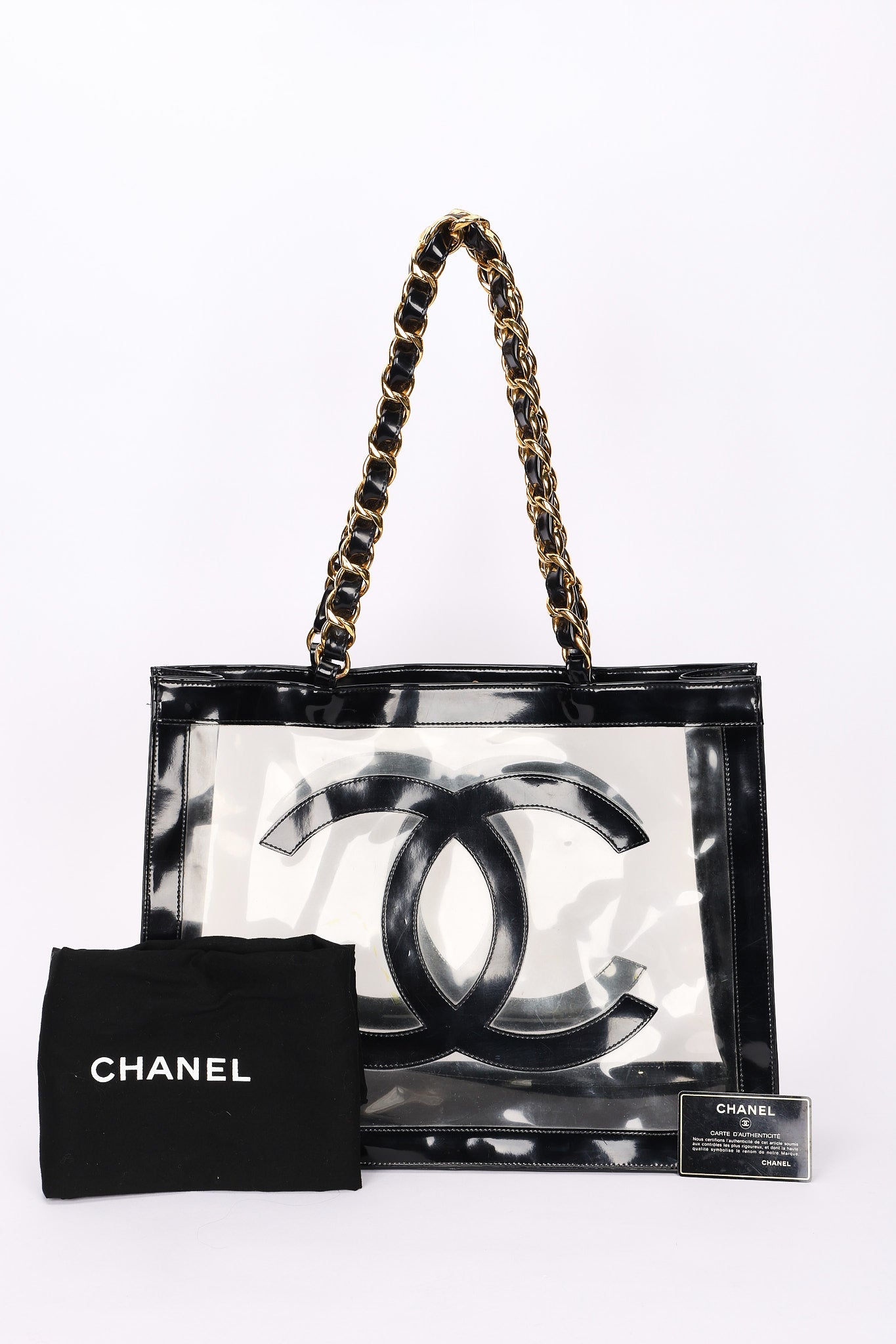 Chanel CC Chunky Chain Tote PVC and Black Patent GHW
