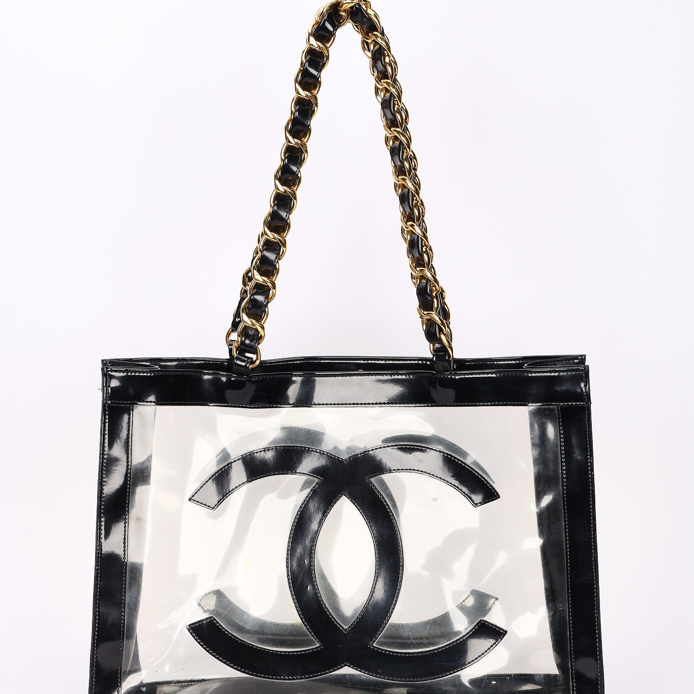 Chanel CC Chunky Chain Tote PVC and Black Patent GHW