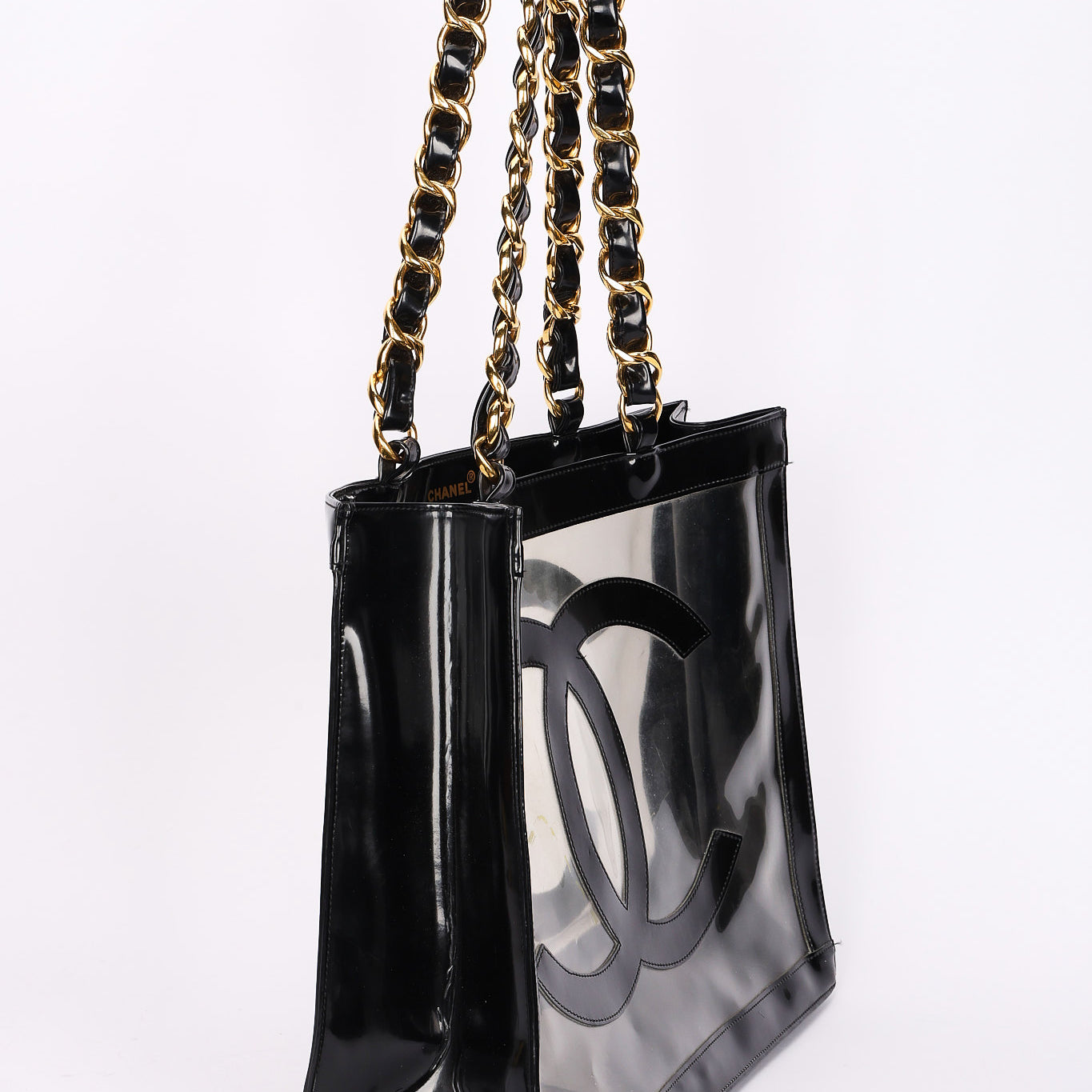 Chanel CC Chunky Chain Tote PVC and Black Patent GHW