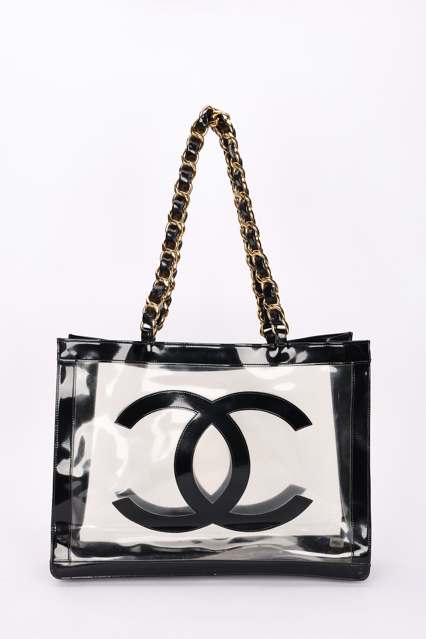 Chanel CC Chunky Chain Tote PVC and Black Patent GHW