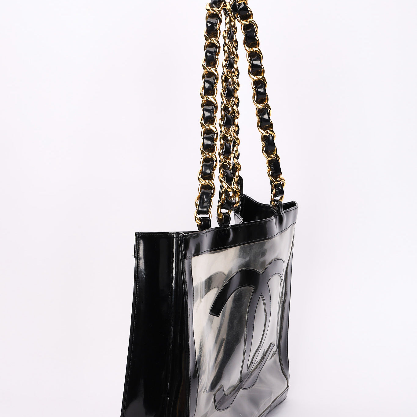 Chanel CC Chunky Chain Tote PVC and Black Patent GHW