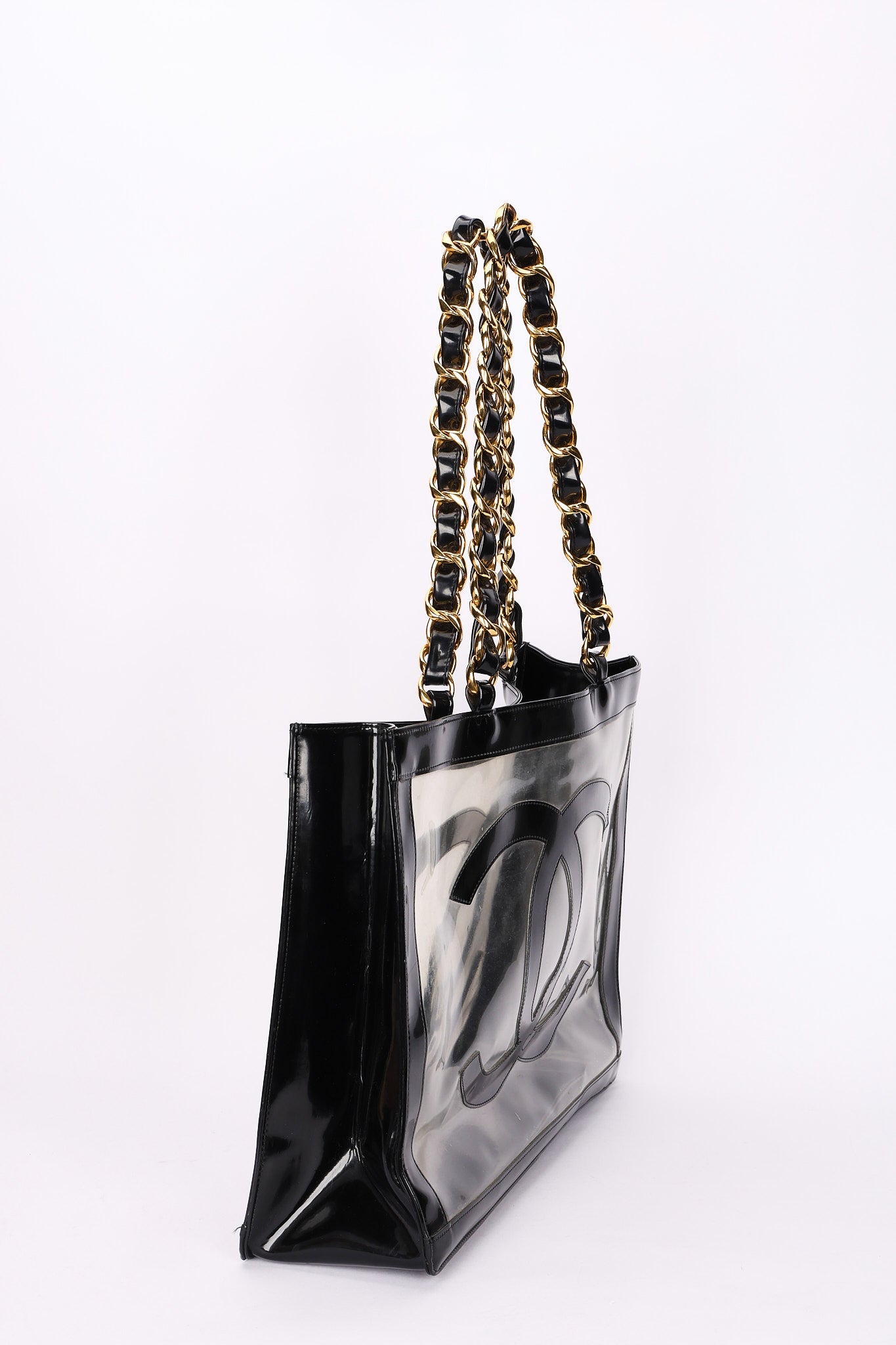 Chanel CC Chunky Chain Tote PVC and Black Patent GHW