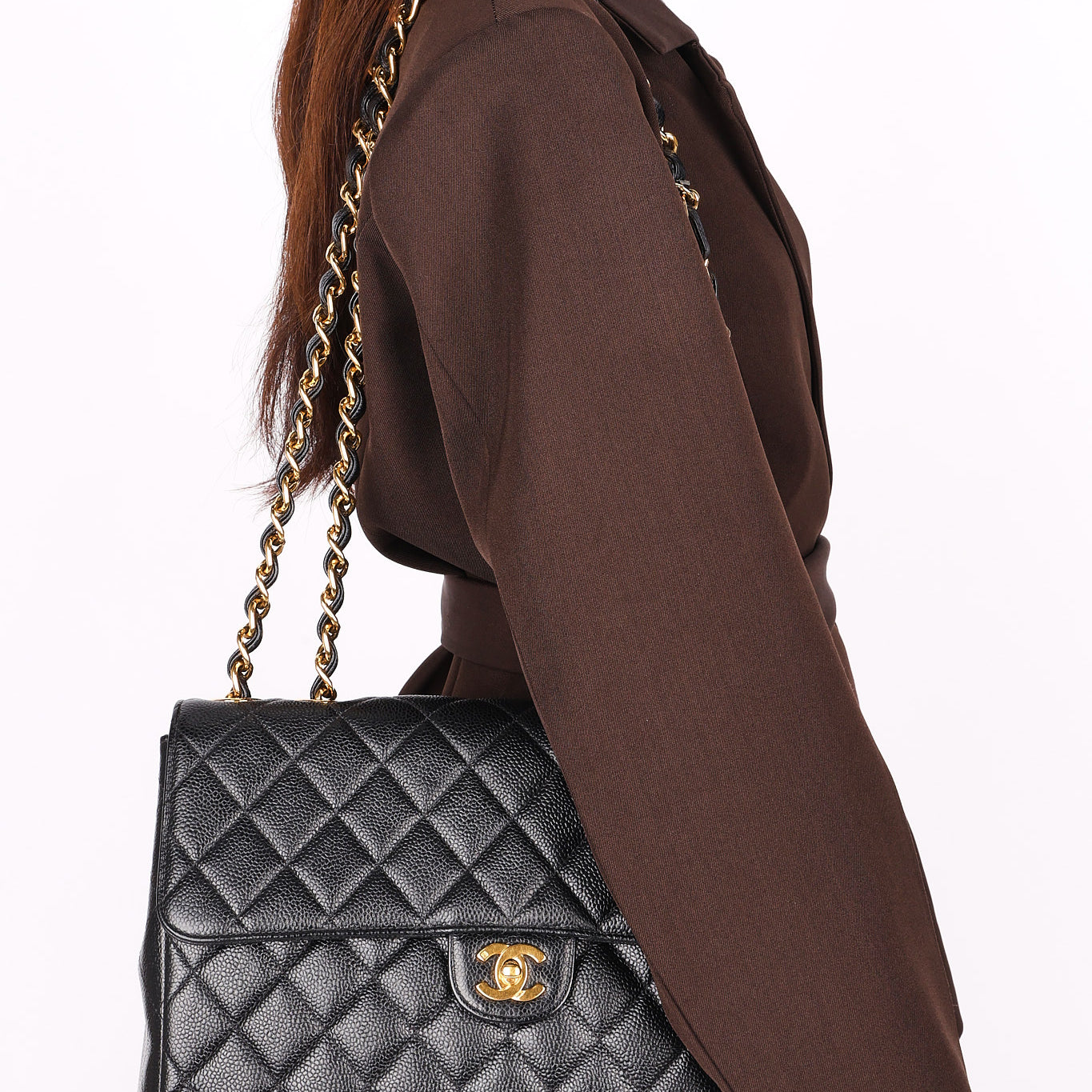 Chanel Jumbo Classic Single Flap Black Caviar 24K GP