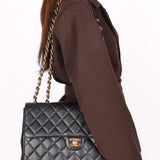 Chanel Jumbo Classic Single Flap Black Caviar 24K GP