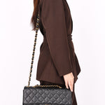 Chanel Jumbo Classic Single Flap Black Caviar 24K GP