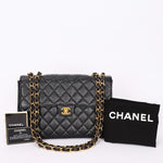 Chanel Jumbo Classic Single Flap Black Caviar 24K GP