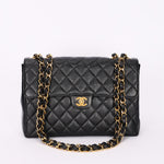 Chanel Jumbo Classic Single Flap Black Caviar 24K GP