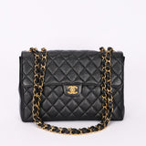 Chanel Jumbo Classic Single Flap Black Caviar 24K GP