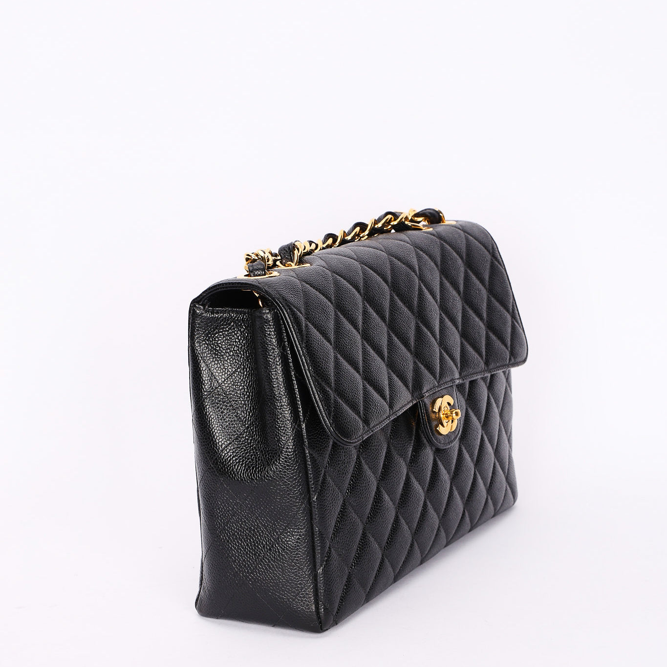 Chanel Jumbo Classic Single Flap Black Caviar 24K GP