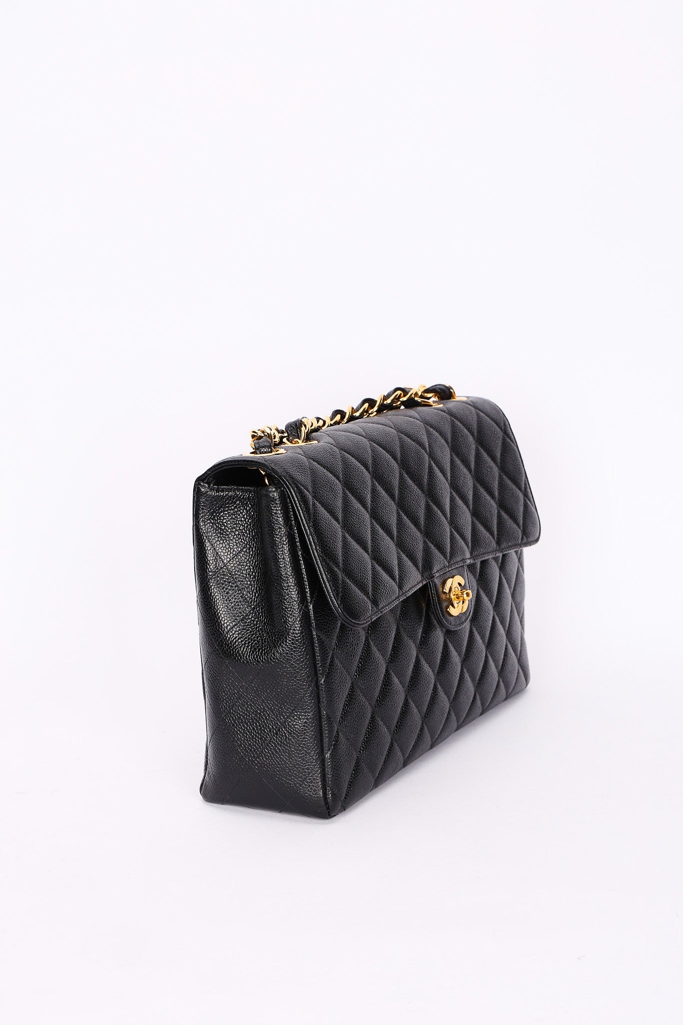 Chanel Jumbo Classic Single Flap Black Caviar 24K GP