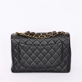 Chanel Jumbo Classic Single Flap Black Caviar 24K GP
