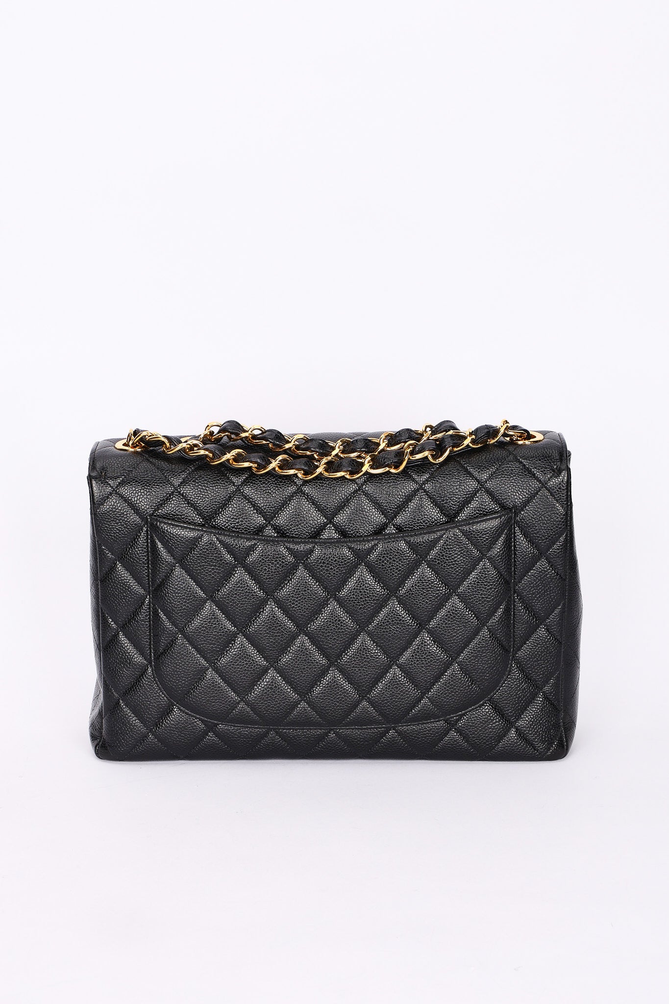 Chanel Jumbo Classic Single Flap Black Caviar 24K GP