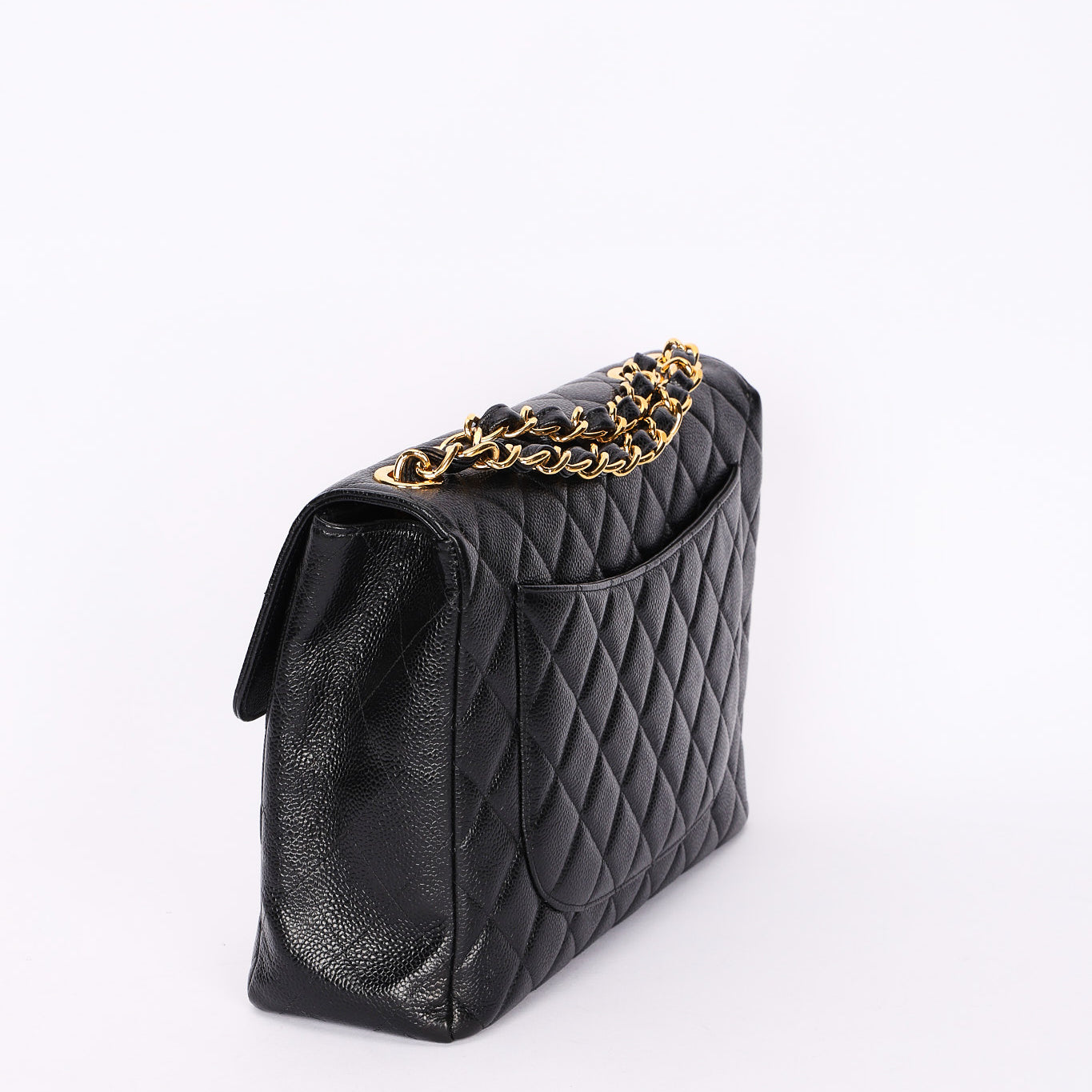 Chanel Jumbo Classic Single Flap Black Caviar 24K GP