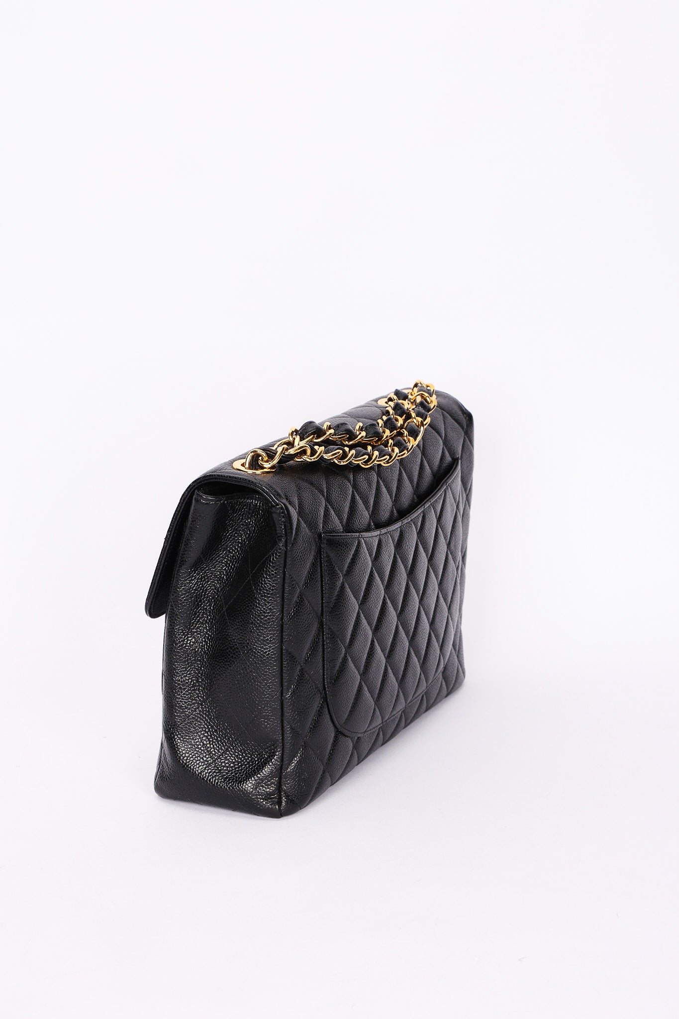 Chanel Jumbo Classic Single Flap Black Caviar 24K GP